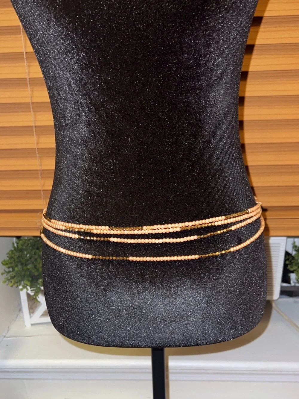 Beige Gold Layer Waist Beads | Handmade Boho Beach Body Chain